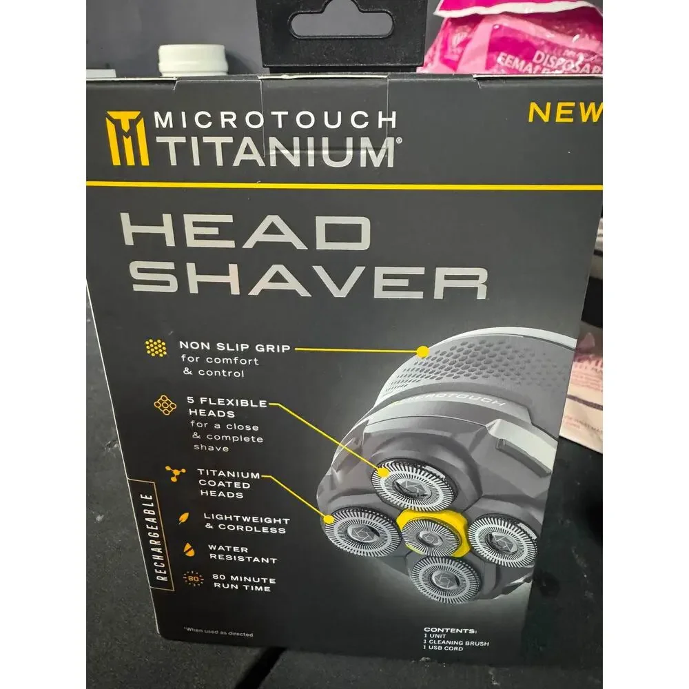 New Microtouch Titanium Electric Head Shaver - Rechargeable Head and Face Shaver